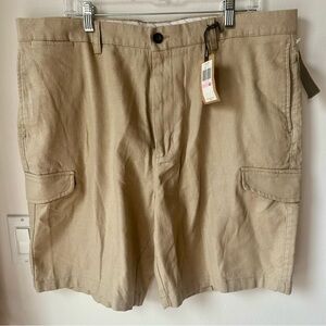 Chaps Tan Cargo Shorts with Sturdy Cotton Linen Blend